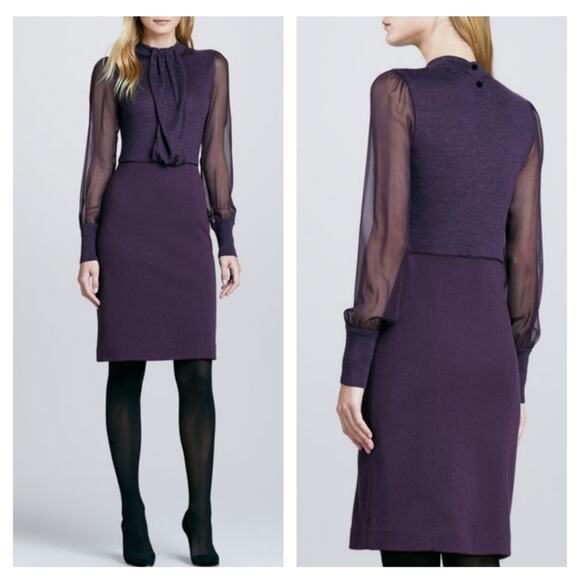 Tory Burch Abitha Combo Dress in Purple - Picture 1 of 8